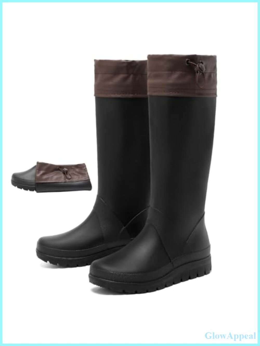 Waterproof Knee-High Rain Boots PVC Anti-Slip Foldable Tall Women